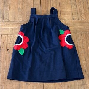 Florence Eiseman Navy flower pocket jumper dress girls 4T